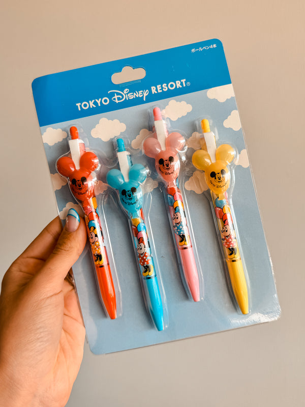 Set 4 Lapiceras Minnie Globos Tokyo Disney