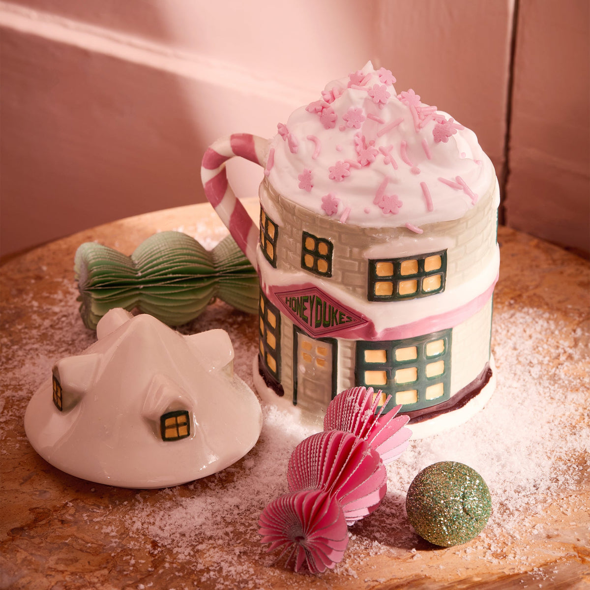 Tazón navideño de Honeydukes con tapa