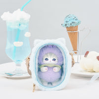 Estuche casita para gatitos Kiramekko celeste