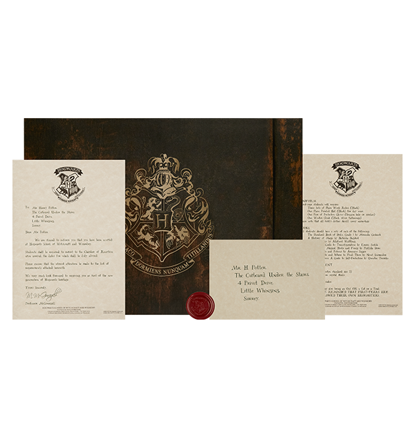 Set réplica personalizado de carta de Hogwarts