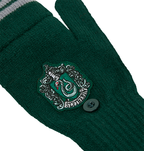 Guantes tejidos Slytherin con solapa tipo mitón