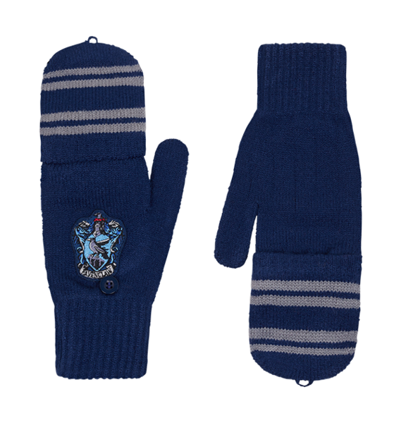 Guantes tejidos Ravenclaw con tapa tipo mitón