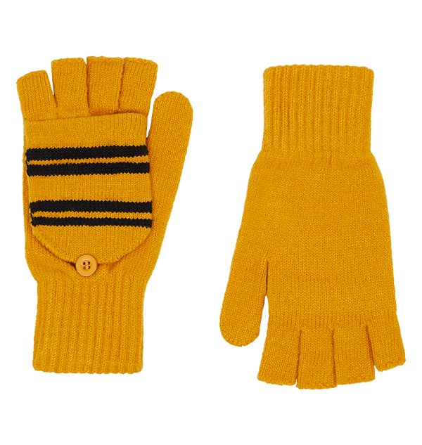 Guantes tejidos de Hufflepuff con tapa tipo mitón