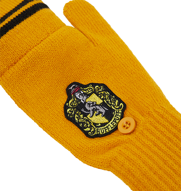Guantes tejidos de Hufflepuff con tapa tipo mitón
