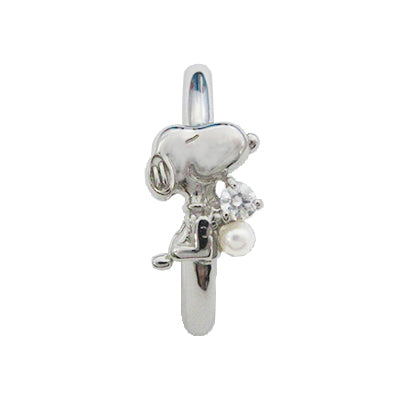 Ear cuff Snoopy con perla y zirconia