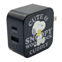 Cargador Snoopy USB-C + USB-A AC-100 negro