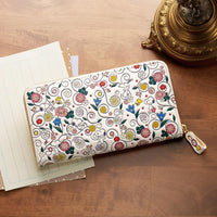 Billetera larga Snoopy con flores y diseño arabesco