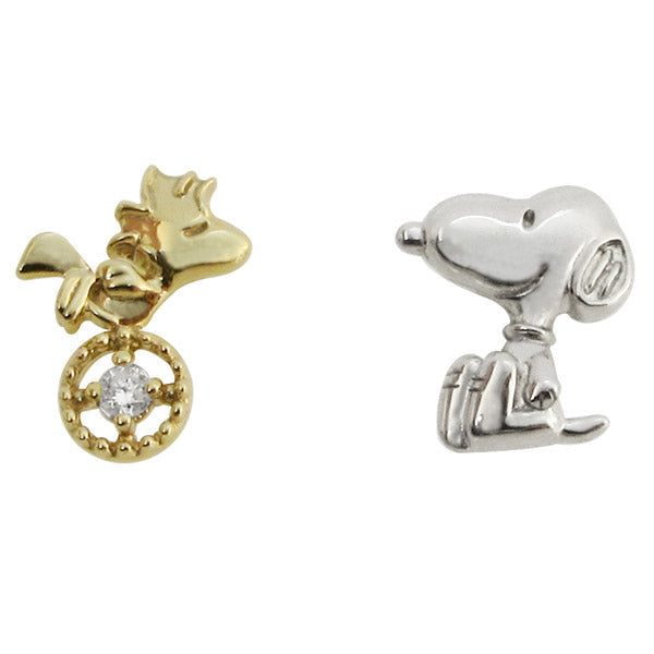Aros Snoopy y Woodstock de oro de 10 quilates