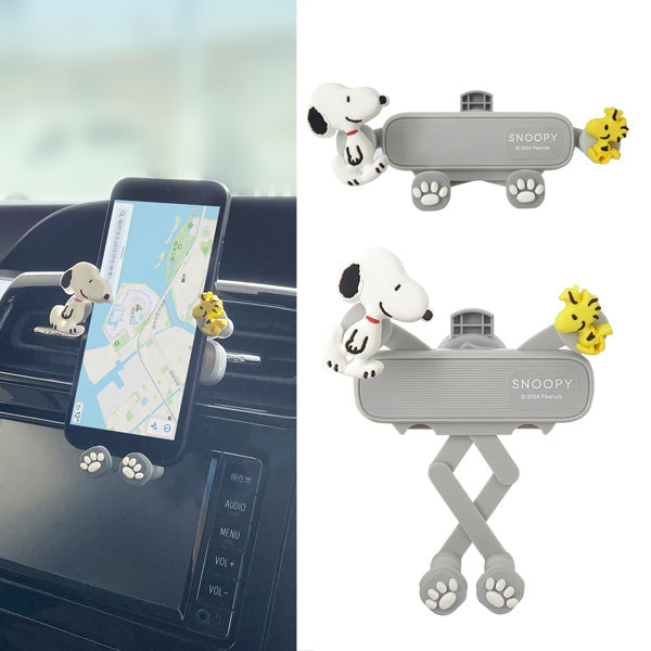 Soporte para celular de auto Snoopy y Woodstock