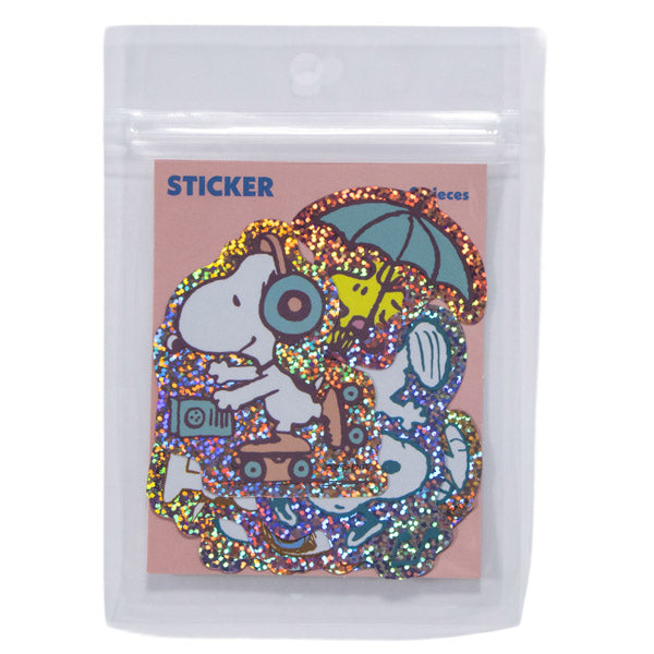 Set de stickers holográficos de Snoopy rosados