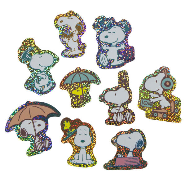 Set de stickers holográficos de Snoopy rosados