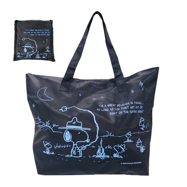 Bolso tote plegable Snoopy L - Campamento negro