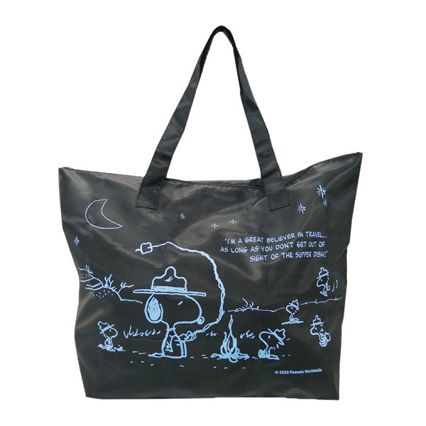 Bolso tote plegable Snoopy L - Campamento negro