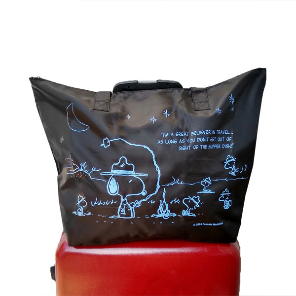 Bolso tote plegable Snoopy L - Campamento negro
