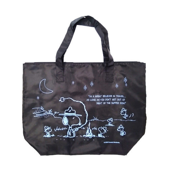 Bolso tote plegable Snoopy L - Campamento negro