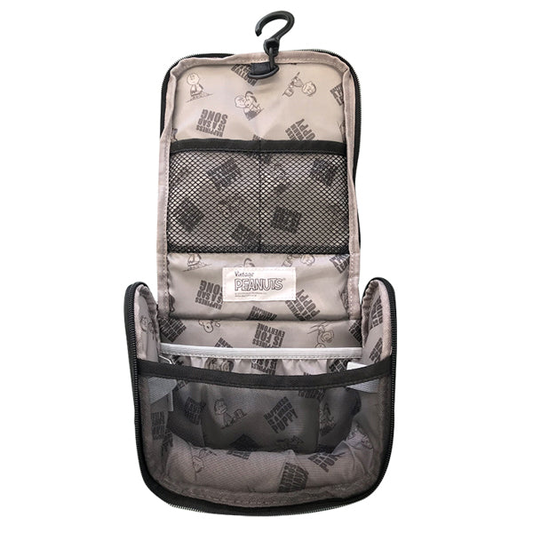 Estuche de viaje Snoopy con gancho, negro estrellado