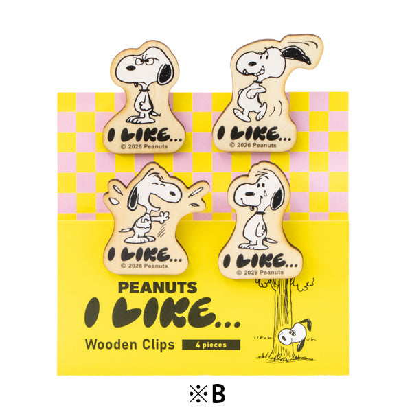 Set de 4 clips de madera de Snoopy (I LIKE…)