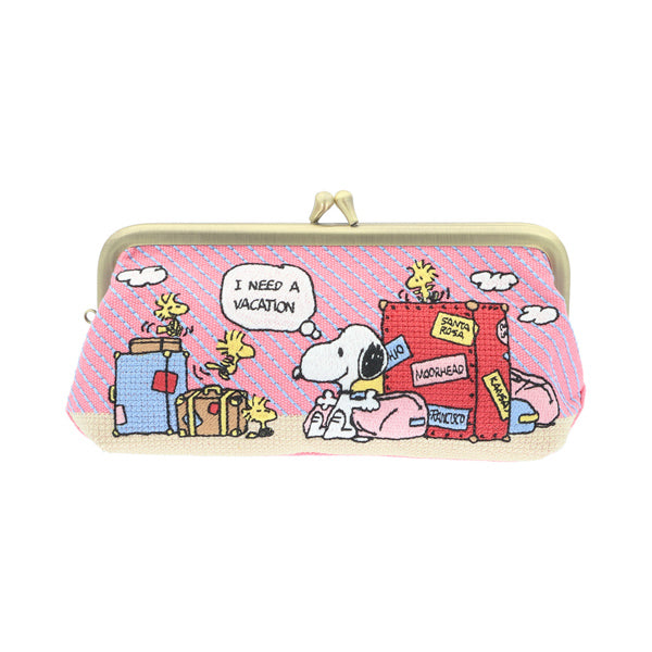 Estuche delgado Snoopy con bordado de tatami