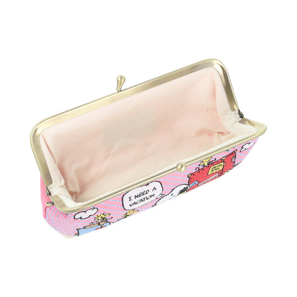 Estuche delgado Snoopy con bordado de tatami