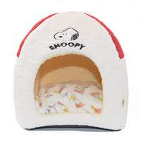 Cama domo para mascotas Snoopy, diseño de techo rojo