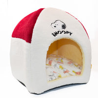 Cama domo para mascotas Snoopy, diseño de techo rojo