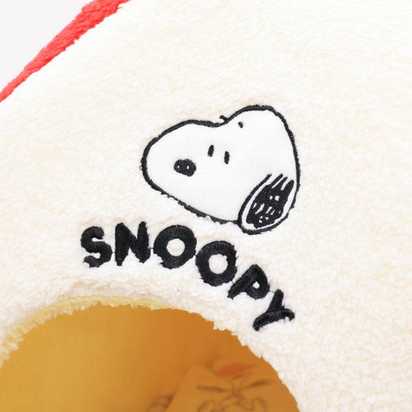 Cama domo para mascotas Snoopy, diseño de techo rojo