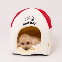 Cama domo para mascotas Snoopy, diseño de techo rojo