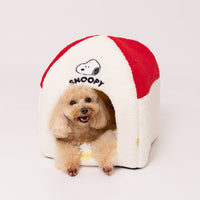 Cama domo para mascotas Snoopy, diseño de techo rojo