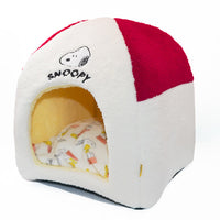 Cama domo para mascotas Snoopy, diseño de techo rojo