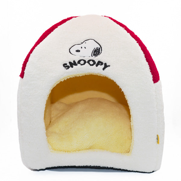 Cama domo para mascotas Snoopy, diseño de techo rojo