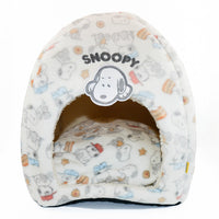 Cama tipo domo afelpada de Snoopy con diseño de galletas