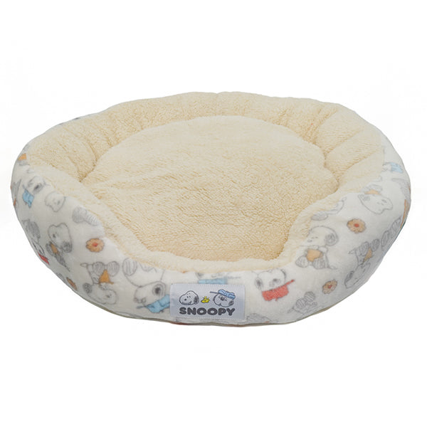 Cama redonda para mascotas Snoopy con diseño de galletas