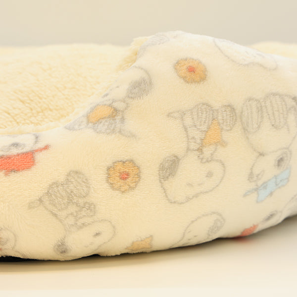 Cama redonda para mascotas Snoopy con diseño de galletas