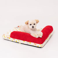 Cama para mascotas Snoopy con cojín y techo rojo