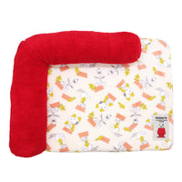 Cama para mascotas Snoopy con cojín y techo rojo