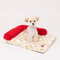 Cama para mascotas Snoopy con cojín y techo rojo