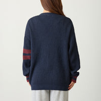 Cardigan tejido Mofusand azul marino, estilo lanzador