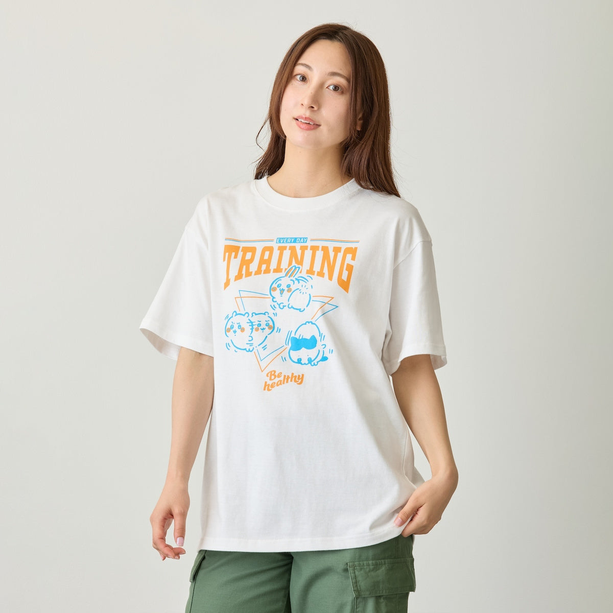 Chiikawa: Polera blanca de entrenamiento en trío