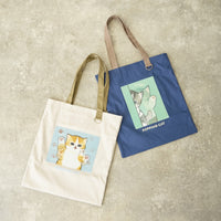 Bolso tote lenticular mofusand Popping Cat azul marino