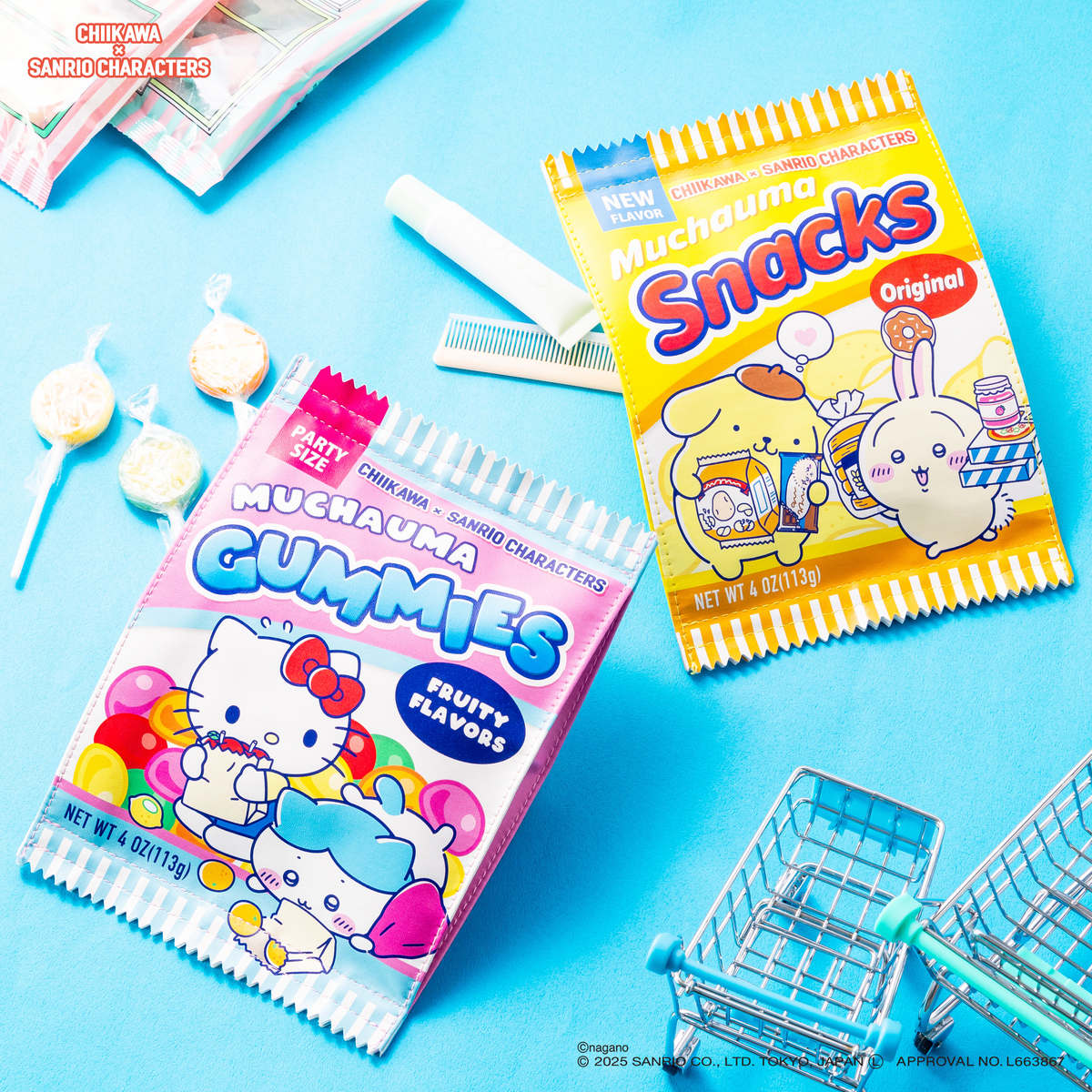 Estuche para snacks Chiikawa x Sanrio: Hachiware y Hello Kitty