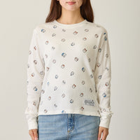 Polera waffle manga larga Chiikawa blanca