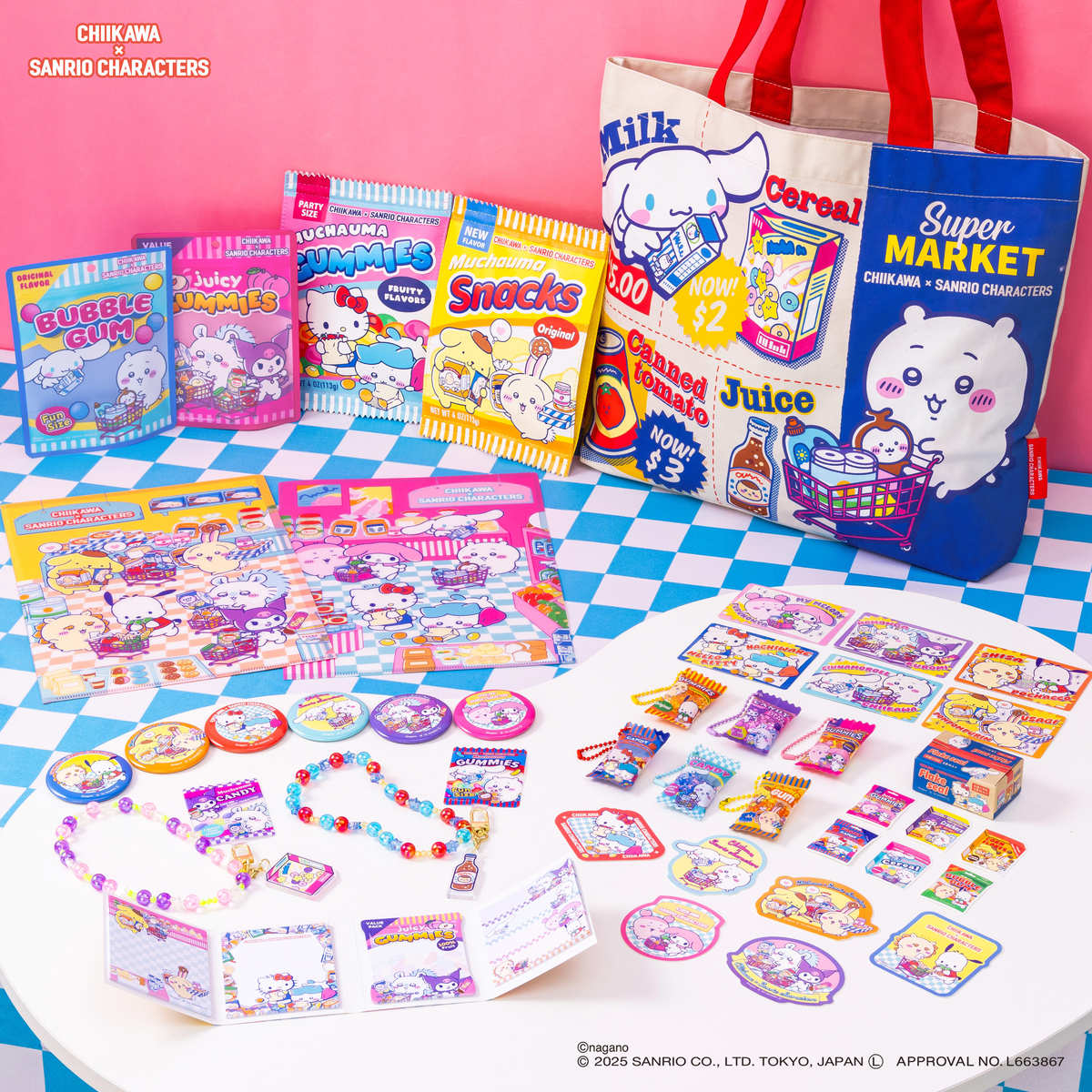 Estuche para snacks Chiikawa x Sanrio: Hachiware y Hello Kitty
