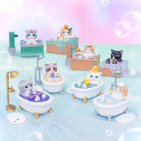 mofusand: colección de figuras gatitos a la hora del baño