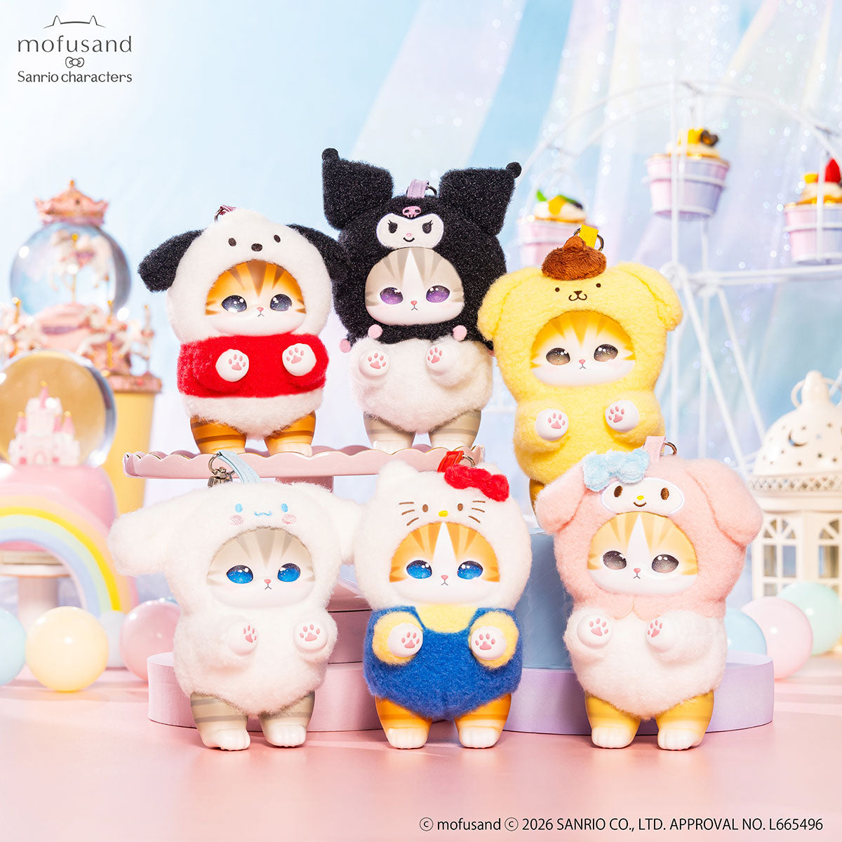Peluche Kiramekko mofusand x Sanrio Characters (6 diseños)