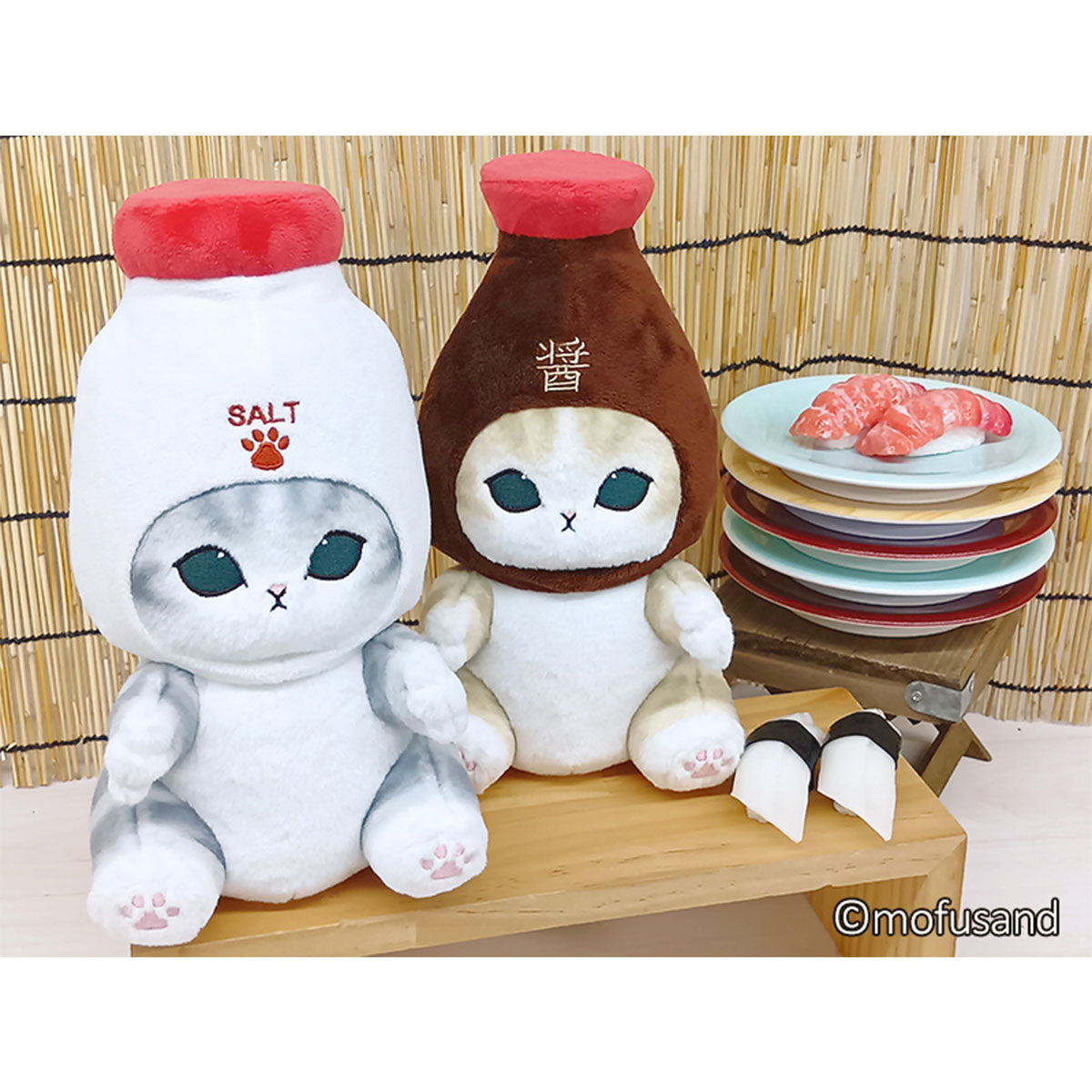 Peluche mofusand de gato con salsa de soya