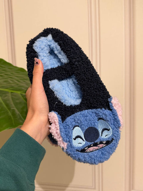 Pantufla Stitch Negra y Celeste