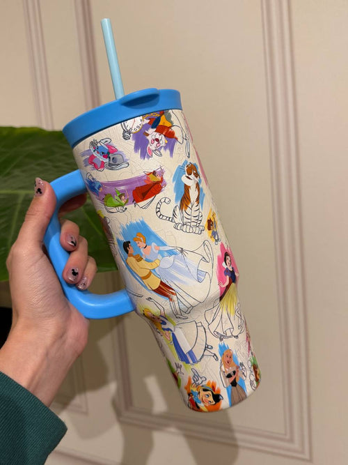 Vaso Térmico Princesas Disney con Bombilla Azul