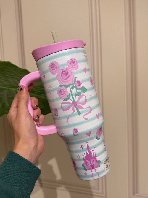Vaso Térmico Rosado con Rosas