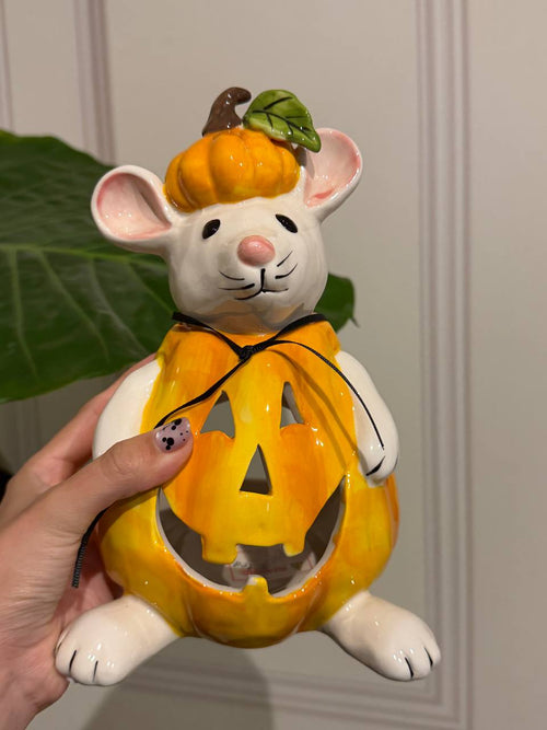 Figura Ratoncito Halloween con Calabaza