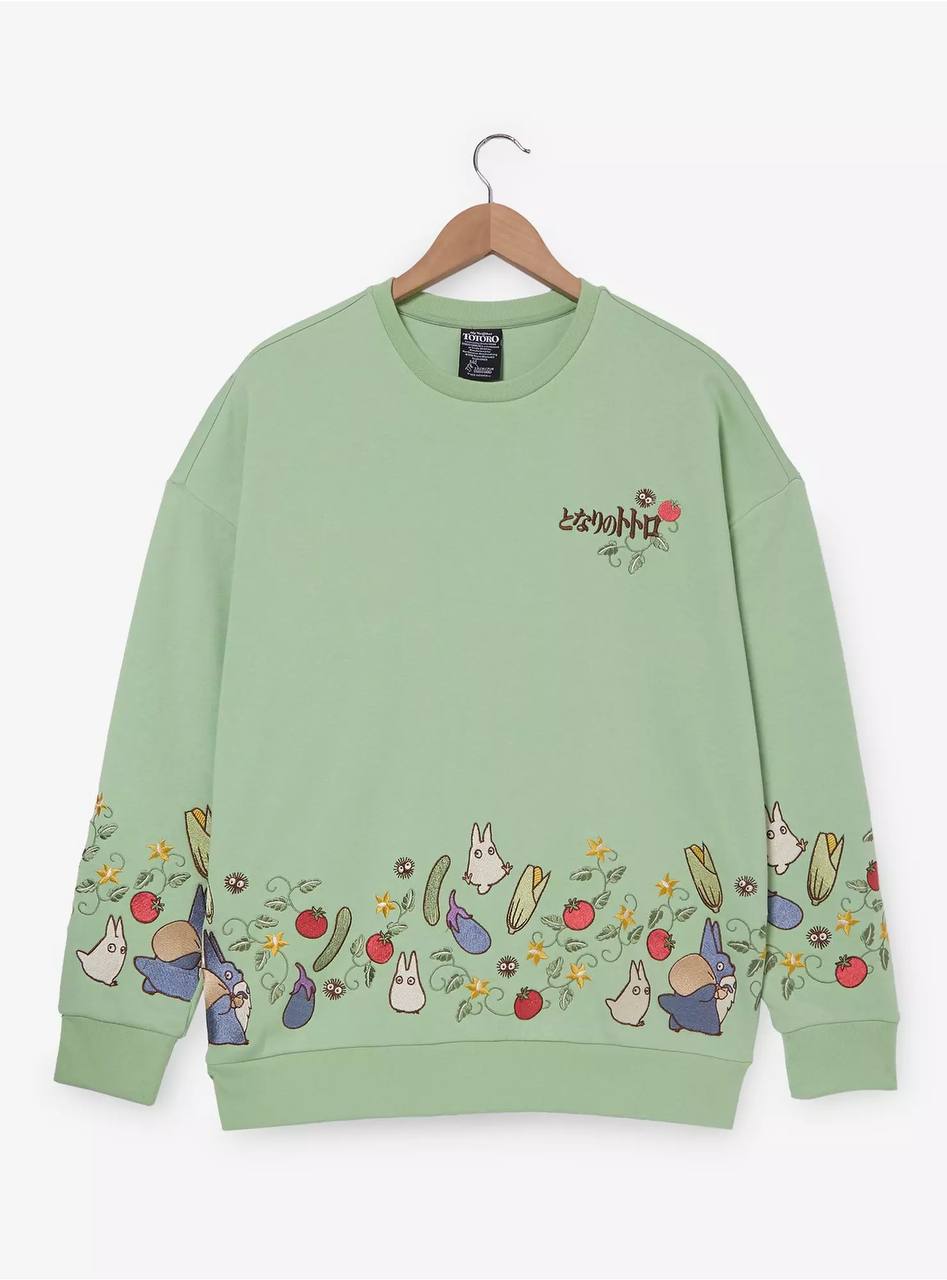 Polerón Totoro Verde con Estampado de Huerto
